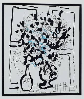 Marc Chagall, 1887-1985, Farblithografie, Blumenstrauß, ca. 24x21 cm, Rahmen