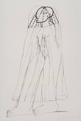 Horst Antes, geb. 1936, Lithographie, weiblicher Akt, handsigniert, ca. 30x21 cm, unter Glas gerahmt