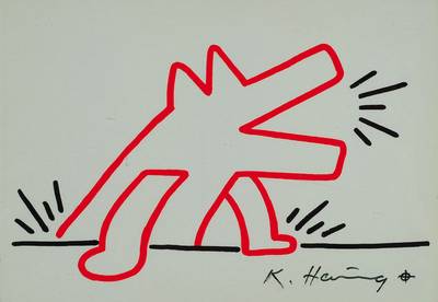 Keith Haring, 1958-1990, Farboffset, handsigniert, ca. 10,5x15 cm, Rahmen