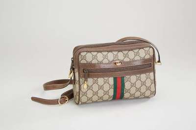 GUCCI-Umhängetasche, Accessory collection, num. Canvas/braunes Leder, Außentasche mit Reißverschluß, ca. 22 x 15 cm