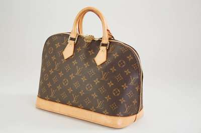 Louis Vuitton Handtasche, "ALMA", klassisches Monogram Canvas, Besätze und Tragehenkel aus Rindsleder, Beschläge goldfarb. Messing, ...
