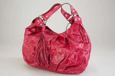 ABRO-Schultertasche, pinkf. Leder in Kroko-Optik, Inneneinteilung mit Reißverschluss-Fach und Einsteckfächern, großes Fassungsvermögen, ...