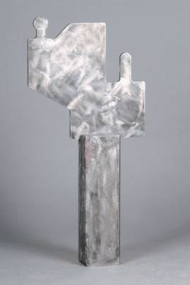 Georg Vorhauer, 1903 Paris - vor 1961 Neustadt/Wstr., Aluminiumskulptur, Mann u. Frau, signiert, zweiteilig zusammengesteckt, Gesamthöhe ca. 84 cm, ...