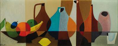 Heinz Klein, 1921 Kaiserslautern - 1984, Stillleben, Öl/Platte, signiert, dat. 67, 40 x 100 cm, Rahmen