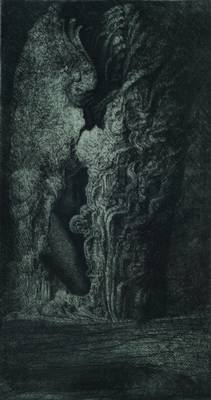 Ernst Fuchs, geb. 1930 Wien, "Im Herzen der Zypresse", Radierung, handsigniert und nummeriert 27/200, Motiv ca. 29x15,5 cm, Blattgr. ca. ...