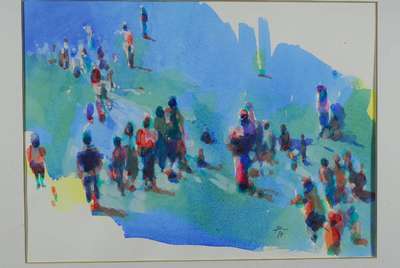Blu o.ä., datiert (19)94, Aquarell auf Papier, handsigniert und datiert, Blattgr. ca. 37,5x55 cm, unter Glas gerahmt