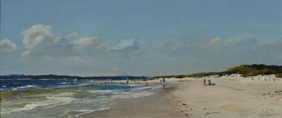 Ulf Petermann, geb. 1950, "Strandstudie - am Ellenbogen - Sylt", Öl/Pappe, monogrammiert und datiert 04, rückseitig bezeichnet und ...