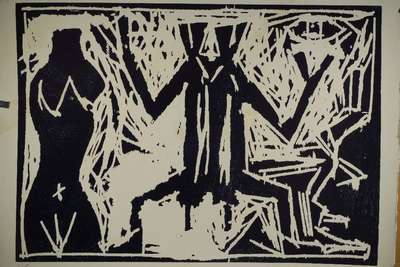 A.R. Penck, geb. 1939, "Verbindung", Lithographie, handsigniert und nummeriert 7/8,Motiv ca. 69.5x97.5 cm, Blattgr. ca. 79.5x108.5 cm, ...