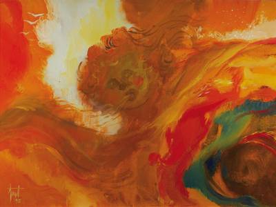 Georg Günther Zeuner, 1923 Dresden, ansässig in Speyer, Sommerwing, Acryl/Lwd, signiert und datiert 1995, ca 60 x 80 cm, Rahmen