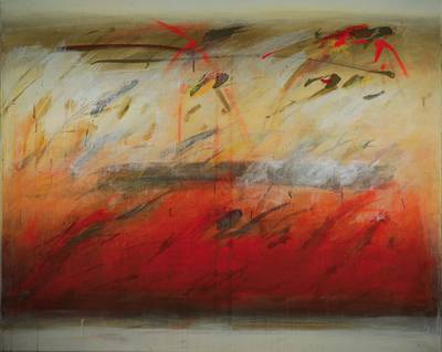 Eleonore Fuchs-Heidelberg, 1946 Heidelberg - 2012 Berlin, "Stormy Bats", Acryl auf Leinwand, rückseitig signiert und betitelt, datiert ...