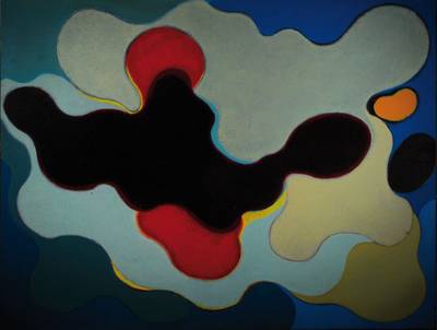 Johannes Doerr, abstrakte Komposition, Öl/Lwd., rückseitig signiert Doerr, nummeriert IV/VI und datiert 70, ca. 130x100 cm, Rahmen