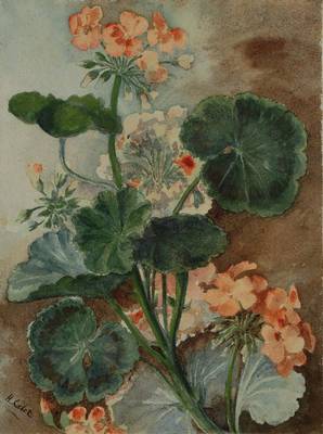 H. Calot, wohl 70er Jahre, Blumenstillleben, Aquarell, Blattgr. ca. 27.5x21 cm, sehr breiter Prunkrahmen, dieser besch., starke Gebr.-Sp.