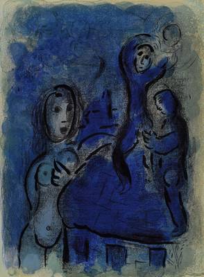 Marc Chagall, 1887-1985, "Rahab and the spies of Jericho", Farblithographie, Blattgr. ca. 35.5x26 cm