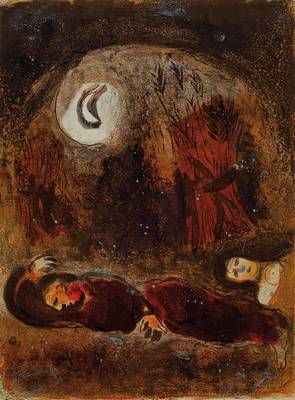 Marc Chagall, 1887-1985, "Ruth at the feet of Boaz", Farblithographie, Blattgr. ca. 35.5x26 cm