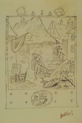 Karl Hubbuch, 1891-1979, "Die Ermordung Gonzagos", Bleistiftzeichnung, wohl ca. 1918/1919, aus der Hamlet-Serie, Stempel- Signatur, ...