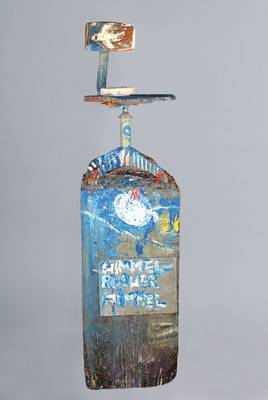 Heiko Pippig, geb. 1951, Meisterschüler von Markus Lüpertz und Bernhard Heisig, Installation, "Himmel blauer Himmel", Stuhl auf großem ...