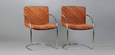 8 Designerstühle, "saporiti besnate italia",um 1980, Stahlrohrrahmen, orig. Bezug, Polsterung in Ordnung, Herstelleretikett auf ...