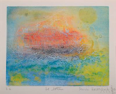 Shoichi Hasegawa, geb. 1929 Yaizu/Japan, seit 1961 in Paris ansässig, hier: Le Bateau, Farbradierung, betitelt, handsigniert und bez. E.A., ca. ...