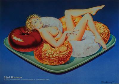 Mel Ramos, geb. 1935, "Donut", Farboffset, handsigniert, ca. 48x68 cm