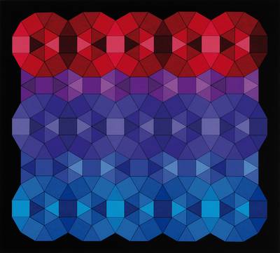 Victor Vasarely, 1906-1997, "YKA", 1989, Farblithografie auf Japanpapier, handsigniert und nummeriert XLIV/L, Museumsauflage, ca. 62x54 cm