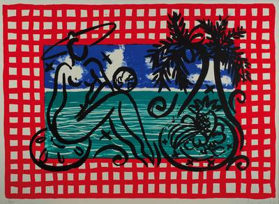Stefan Szczesny, geb. 1951, "Bathers on Mustique", aus 1998, Farblithografie auf schwerem handgemachten Baumwollpapier, handsigniert und ...