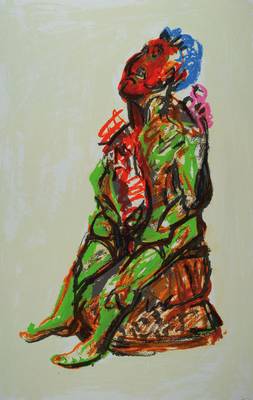 Markus Lüpertz, geb. 1941, "Beethoven", Farbsiebdruck, handsigniert und nummeriert 38/60, 2011, ca. 100x70 cm