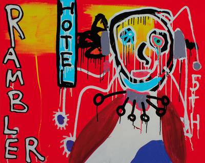 Paul Kostabi, geb. 1962, "AMC Hotel", Giclee auf schwerem handgemachten Baumwollpapier, handsigniert und nummeriert 44/75, aus 2013, ca. ...