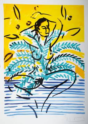 Stefan Szczesny, geb. 1951, "Nude in a palm", Giclee auf schwerem handgemachtem Baumwollpapier, handsigniert und nummeriert 23/50, aus ...