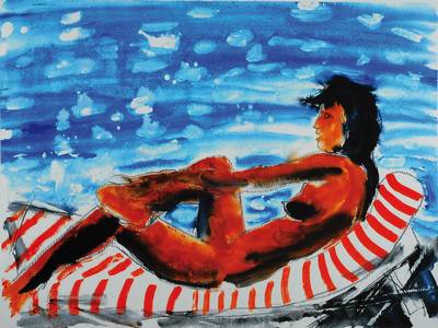 Stefan Szczesny, geb. 1951, "Plage de Pampelonne", Giclee auf schwerem handgemachtem Baumwollpapier, handsigniert und nummeriert 6/50, aus ...