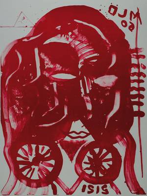 Jonathan Meese, geb. 1970, "Isis", Farblithografie auf dickem Rives Büttenpapier,handsigniert und nummeriert 18/20, aus 2007, ca. 50x70 cm
