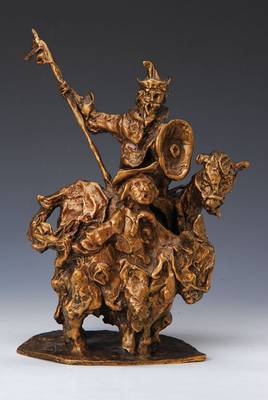 Günther Zeuner, 1923 Dresden - 2011 Speyer, Bronzeskulptur, Don Quichotte, auf der Platte signiert und dat. 76, Auflage 16 Stück, wurde direkt beim ...