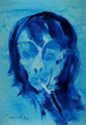 Harry Jelinek, 1905-1986, Rauchende, Acryl auf Malkarton, links unten signiert, ca. 100x70cm, Rahmen