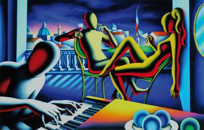 Mark Kostabi, geb. 1960, "Flirting at the Boomboom", Giclee auf handgemachtem Baumwollpapier, handsigniert und nummeriert 22/50, datiert ...