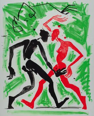 Helge Leiberg, geb. 1954, Farblithographie, handsigniert und nummeriert 57/100, datiert 97, ca. 65.5x50 cm