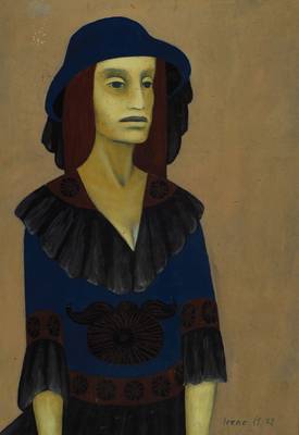 Irene Müller, geb. 1941, Porträt einer Frau, Öl/Lwd., handsigniert Irene M. und datiert 72, ca. 58x40,5 cm, Rahmen