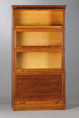 Bücherschrank, Jugendstil um 1900, Hersteller "Ideal, F. Soennecken", "Grösse 4S", "D.R. Patent", Eiche, bestehend ...