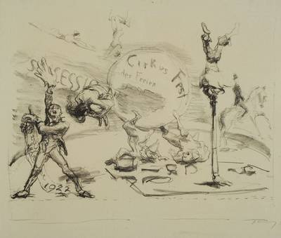 Max Slevogt, 1868 Landshut-1932 Neukastel, Curus Fest der Freien, Lithografie, re. u. signiert, ca. 19 x 23 cm, unter Glas, Rahmen PP, selten im ...