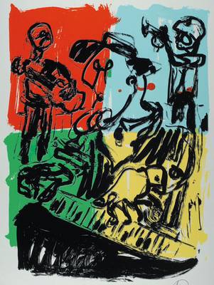 Markus Lüpertz, geb. 1941, "Konzert für Ulm", Farbserigrafie auf Bütten, 2011, handsigniert, Exemplar außerhalb der Auflage von 40, ...