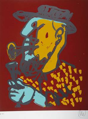 Markus Lüpertz, geb. 1941, Ohne Titel, Farbserigrafie auf Bütten, handsigniert und nummeriert e.a., Auflage 40, Blattgr. ca. 75x64 cm