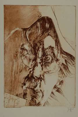 Horst Janssen, 1929-1995, "Selbstbildnis", Radierung auf Velin, Edition der Griffelkunst, handsigniert, Plattengr. ca. 30,6x21,9 cm, ...