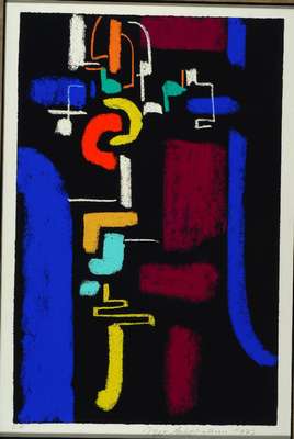 Max Ackermann, 1887-1975, Farblithographie, handsigniert und datiert 1973, bez. E.A., ca. 48x31 cm, unter Glas, Rahmen
