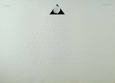 Günter Uecker, geb. 1930, Prägedruck von 1980, handsigniert und datiert, num. 122/300, ca. 50x68 cm, unter Glas, Rahmen