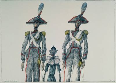 Paul Flora, 1922-2009, Panoptikum, Mappe mit 10 Grafiken, im Einband handsigniert und num. 975/1200, Blattgr. ca. 35x43 cm