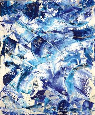 Michael Öffler, geb. 1963, Künstler aus Meckenheim, hier: abstrakte Komposition, bezeichnet Arktis, Öl/Lwd, rechts unten signiert, ca. 100x120 cm, ...