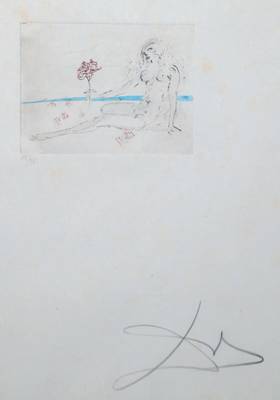Salvador Dali, 1904-1989, Aquarell über Radierung, Vignette zur Serie Poemes secret d'Apollinaire von 1967, auf Japanpapier, num. 29/95, ca. ...