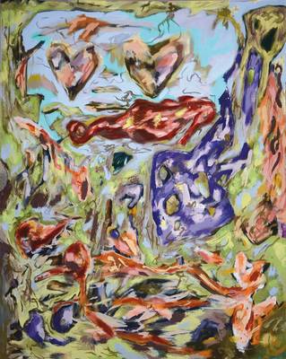 Susanna Iris Weber, geb. 1962 Leimen/Baden, Tod des Seepferdchens, Öl/Lwd., rückseitig signiert und betitelt, ca. 188,5x92 cm, Rahmen