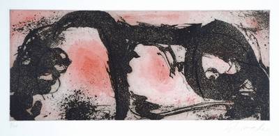 Emil Schumacher, 1912-1999, Ohne Titel, Kaltnadelradierung, handsigniert und num. 9/100, ca. 21x49.5cm, unter Glas
