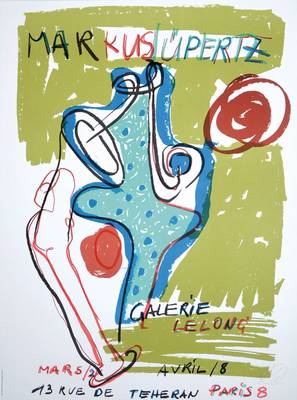 Markus Lüpertz, geb. 1941, Lithographie, handsigniert, ca. 76x56 cm, unter Glas gerahmt