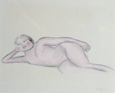 Karl Hubbuch, 1891-1979, Aquarell über Bleistiftzeichnung, wohl 1912, monogrammiert, Nachlassstempel, ca. 14,7x18,2 cm, unter Glas gerahmt