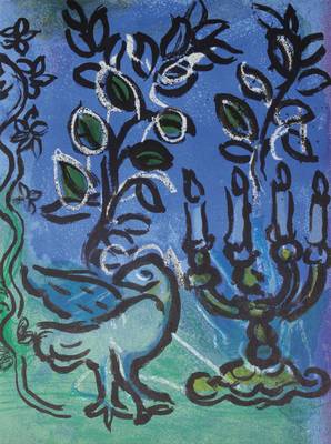 Marc Chagall, 1887-1985, "Der Kerzenleuchter", Farblithographie aus: Glasmalereien für Jerusalem, Mourlot Paris 1962, PP, ca. 32,5x24,5 ...